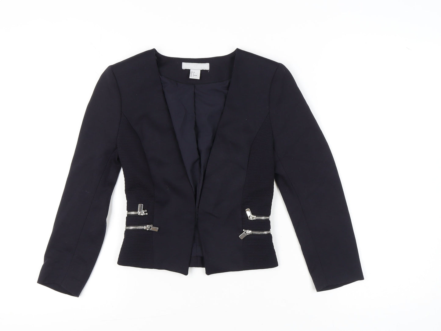 H&M Womens Black Slim Fit Blazer Jacket Size 4 Workwear Business