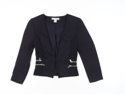 H&M Womens Black Slim Fit Blazer Jacket Size 4 Workwear Business