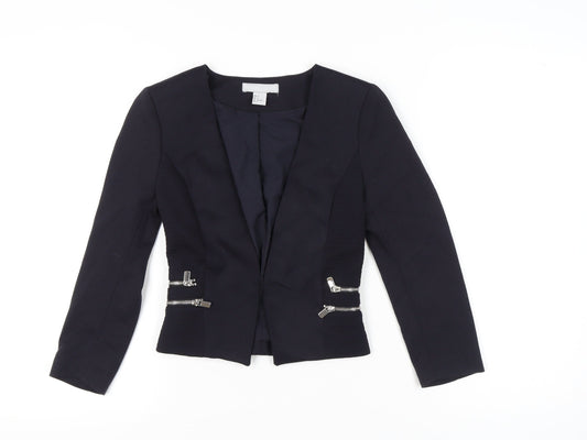 H&M Womens Black Slim Fit Blazer Jacket Size 4 Workwear Business