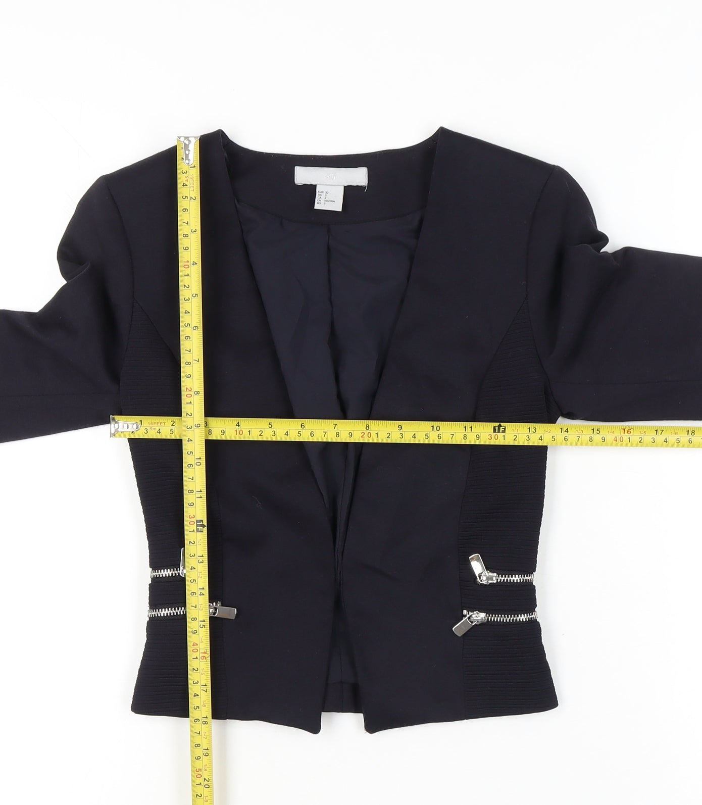 H&M Womens Black Slim Fit Blazer Jacket Size 4 Workwear Business