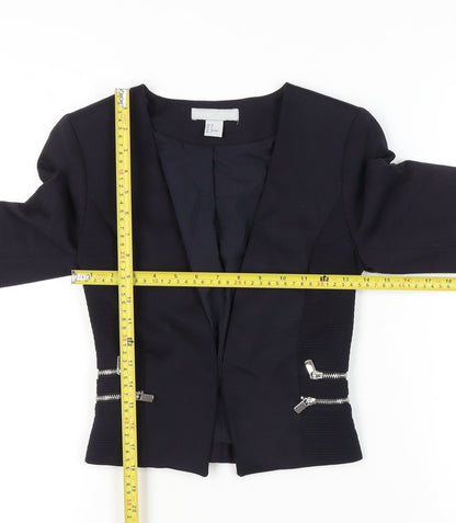 H&M Womens Black Slim Fit Blazer Jacket Size 4 Workwear Business