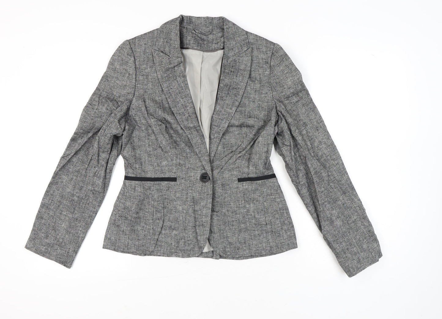 Dorothy Perkins Women Grey Linen Blend Size 10 Suit Jacket Blazer