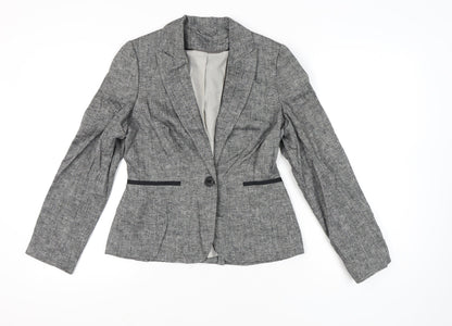 Dorothy Perkins Women Grey Linen Blend Size 10 Suit Jacket Blazer