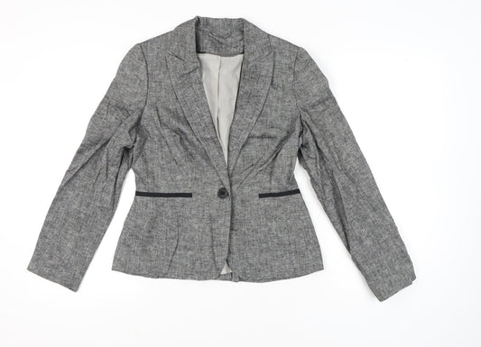 Dorothy Perkins Women Grey Linen Blend Size 10 Suit Jacket Blazer