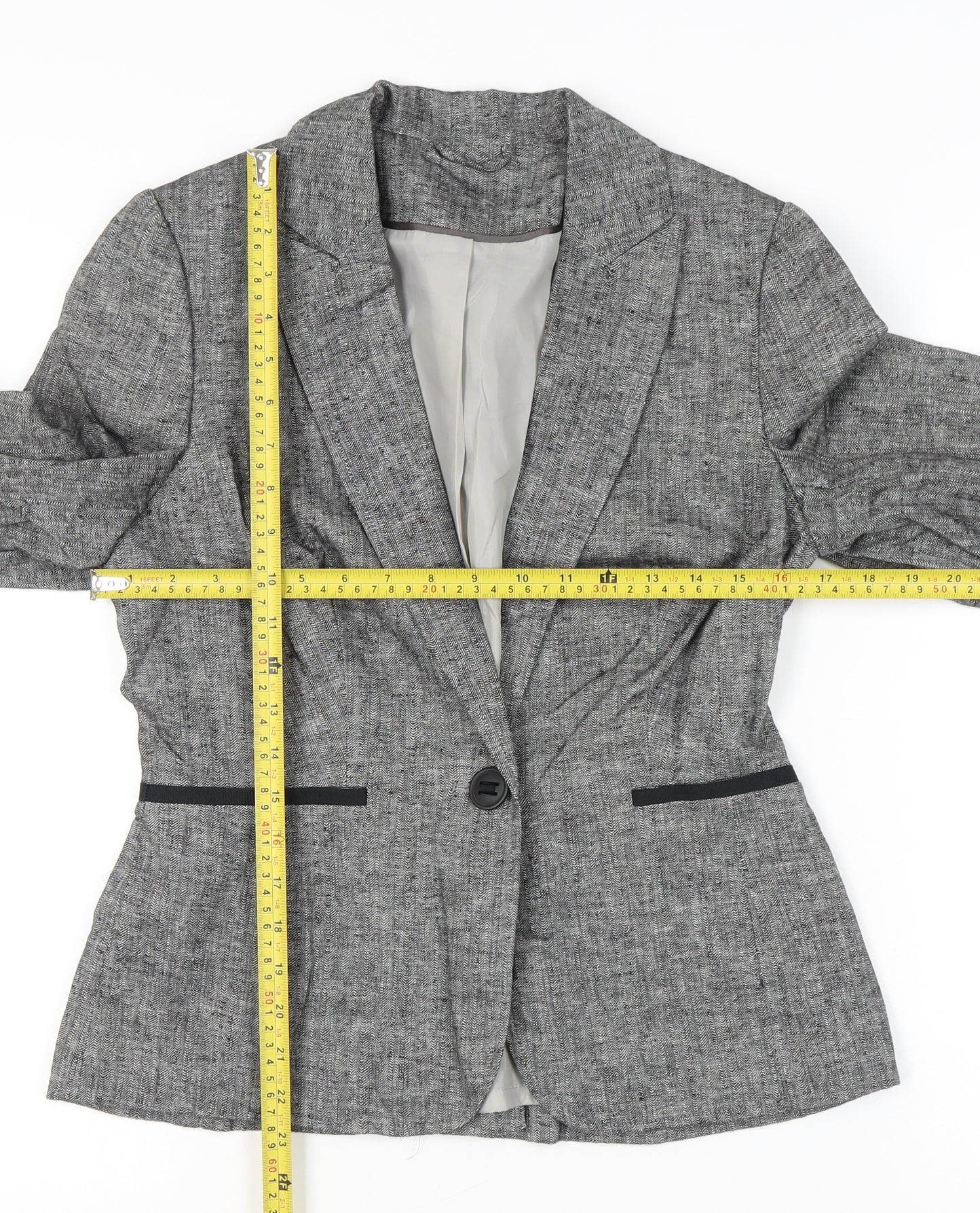Dorothy Perkins Women Grey Linen Blend Size 10 Suit Jacket Blazer