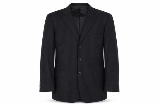 Marco Ricci Men’s Black Pinstripe Wool Blazer Jacket Size UK 46