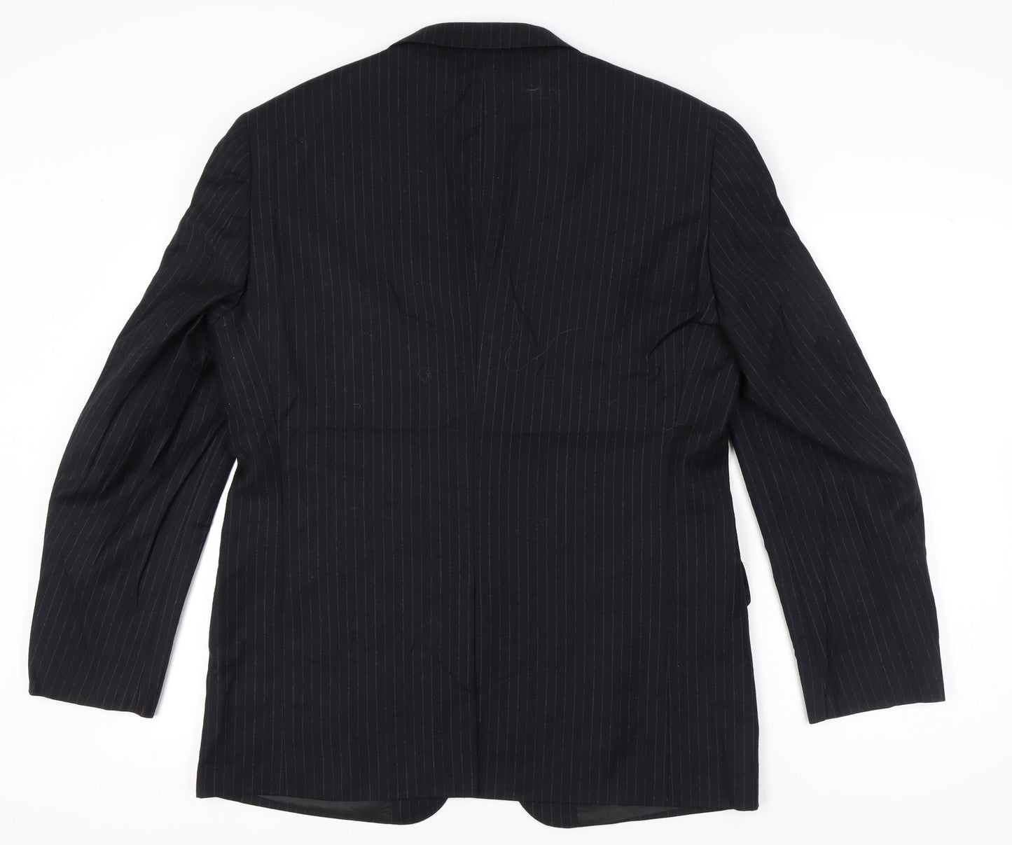 Marco Ricci Men’s Black Pinstripe Wool Blazer Jacket Size UK 46