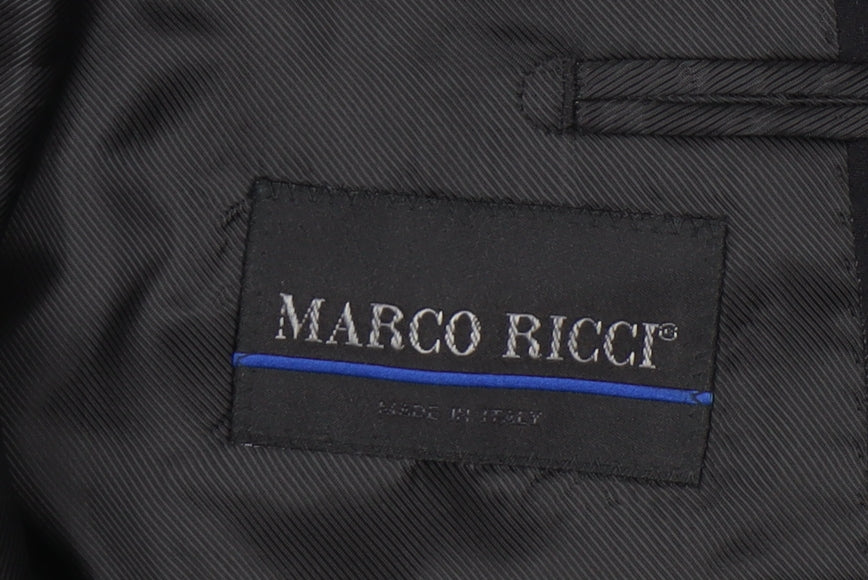 Marco Ricci Men’s Black Pinstripe Wool Blazer Jacket Size UK 46