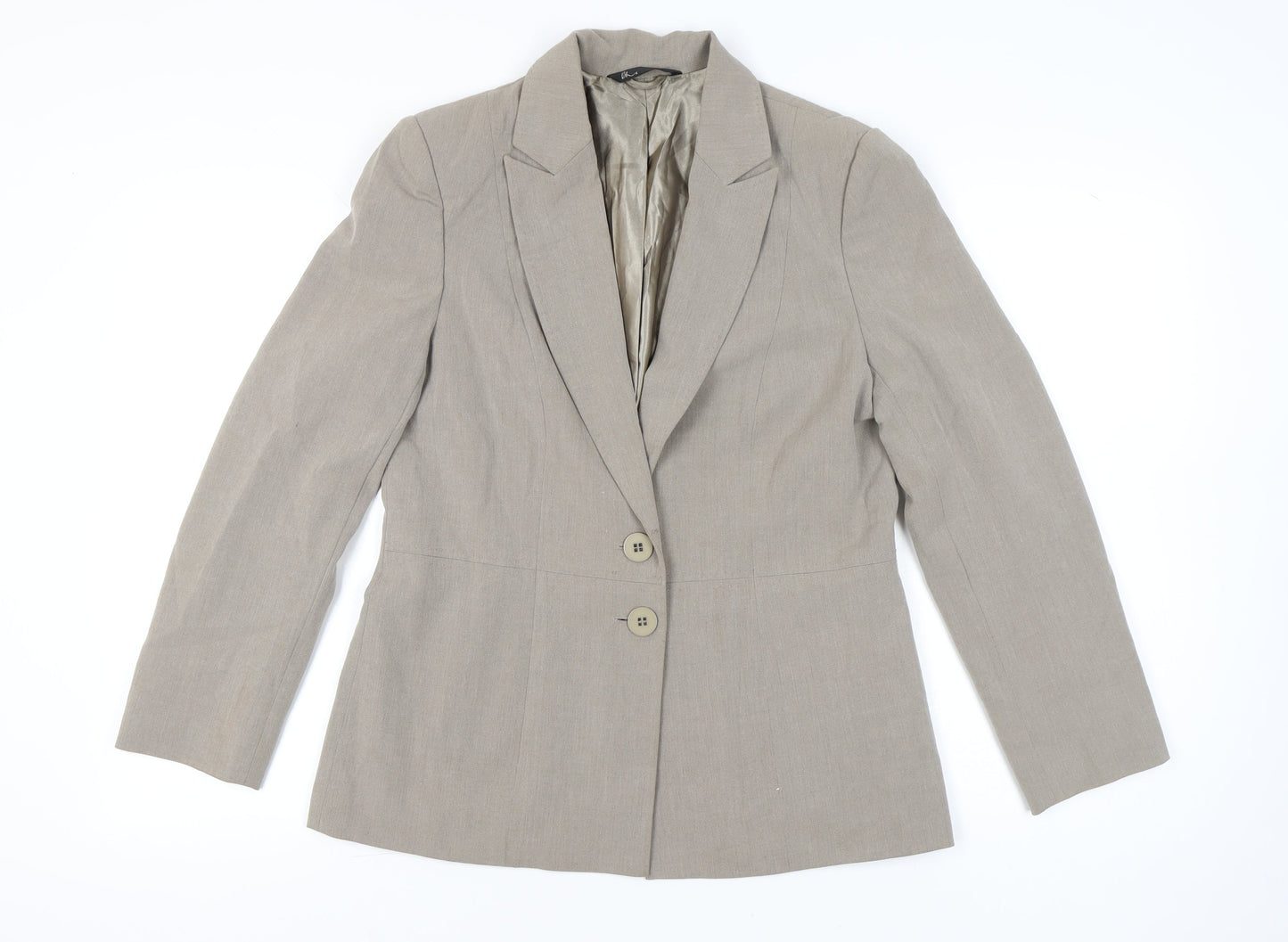 BHS Women Beige 14 Regular Fit Two-Button Work Blazer Jacket