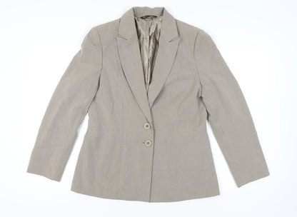 BHS Women Beige 14 Regular Fit Two-Button Work Blazer Jacket