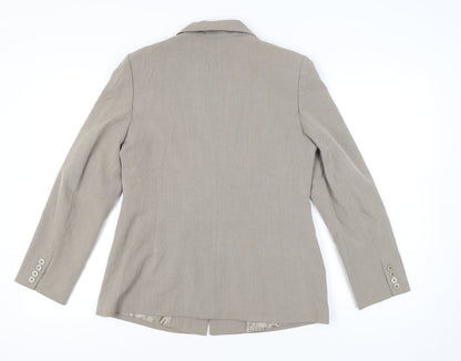 BHS Women Beige 14 Regular Fit Two-Button Work Blazer Jacket