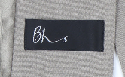 BHS Women Beige 14 Regular Fit Two-Button Work Blazer Jacket