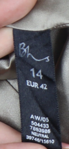 BHS Women Beige 14 Regular Fit Two-Button Work Blazer Jacket