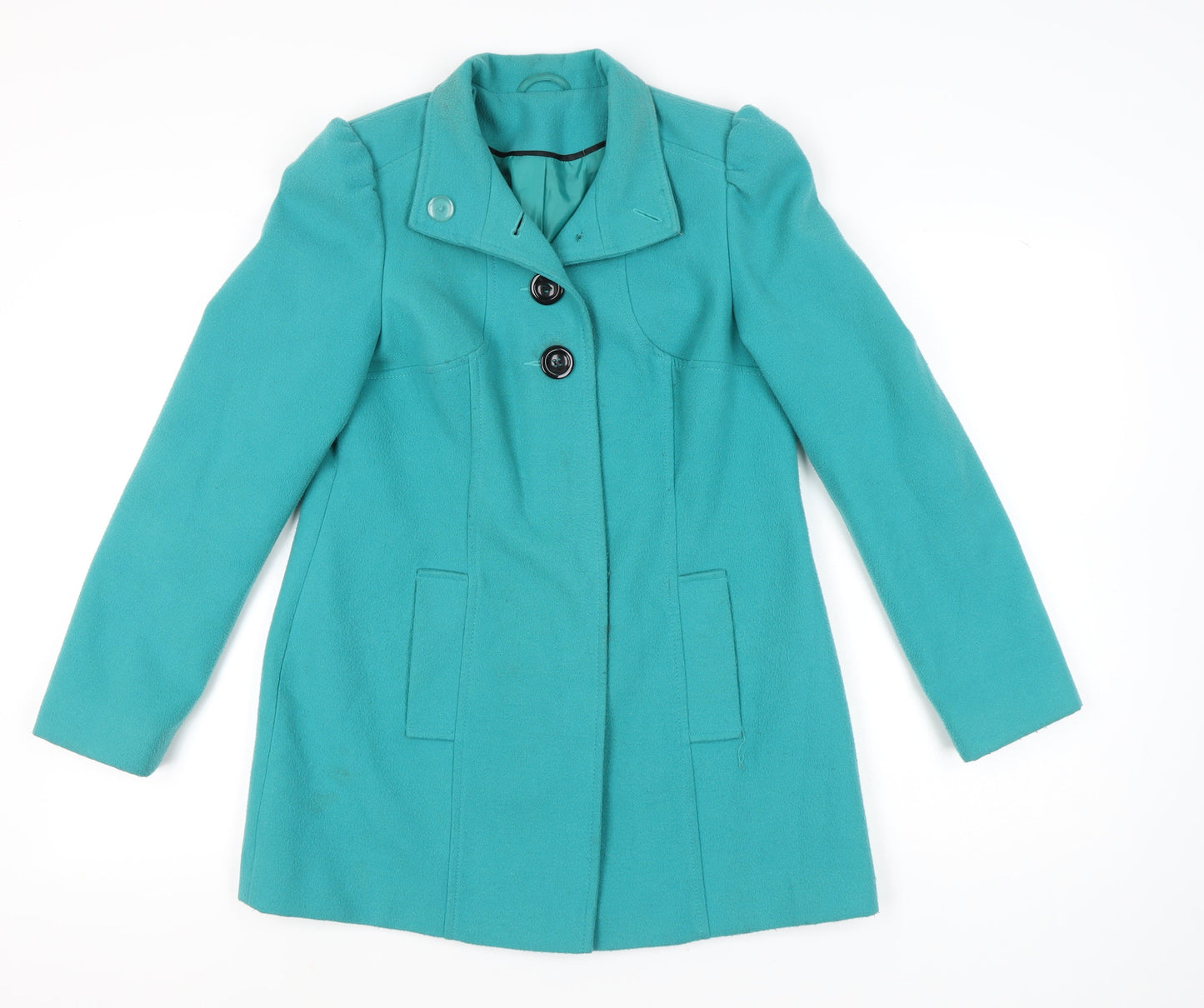 F&F Women’s Green Mid-Length Coat Size 10 Button Classic