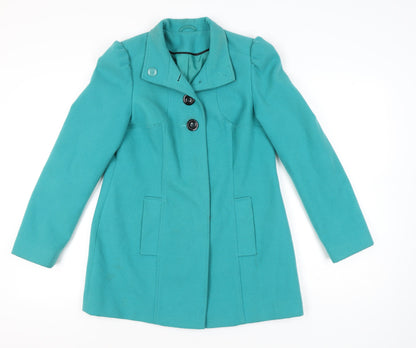 F&F Women’s Green Mid-Length Coat Size 10 Button Classic