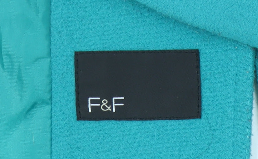 F&F Women’s Green Mid-Length Coat Size 10 Button Classic