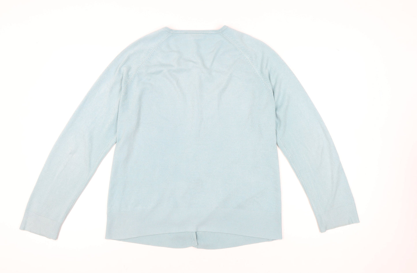 BHS Womens Blue Crew Neck Button Cardigan Size 16 Regular Fit