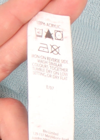 BHS Womens Blue Crew Neck Button Cardigan Size 16 Regular Fit