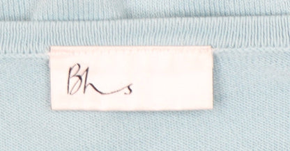 BHS Womens Blue Crew Neck Button Cardigan Size 16 Regular Fit