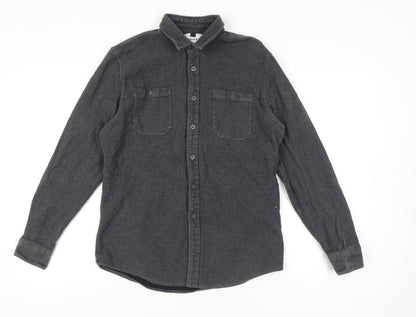 Topman Men’s Grey Flannel Cotton Button-Up Shirt Size M 38"-40" Regular Fit
