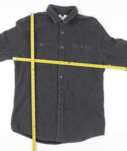 Topman Men’s Grey Flannel Cotton Button-Up Shirt Size M 38"-40" Regular Fit