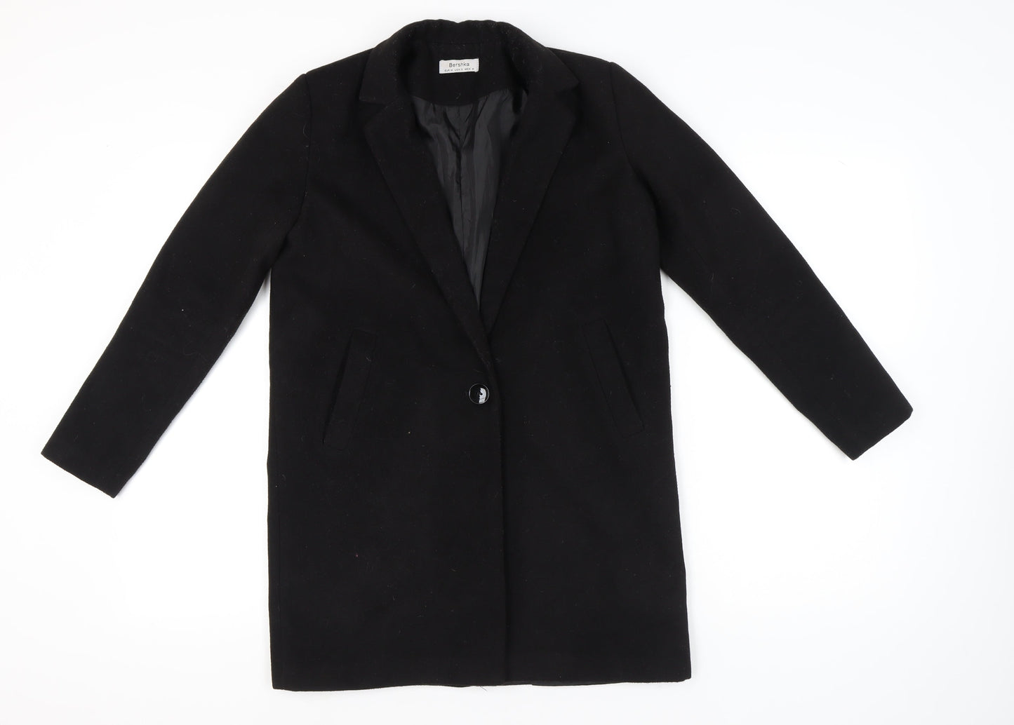 Womens UK Size 12 Bershka Black Overcoat
