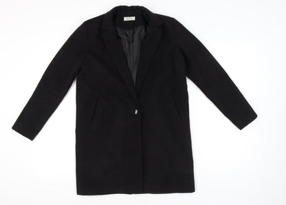 Womens UK Size 12 Bershka Black Overcoat