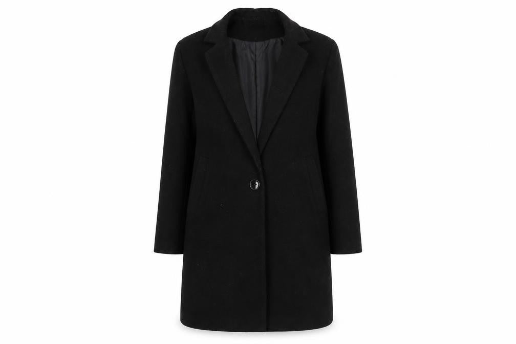 Womens UK Size 12 Bershka Black Overcoat