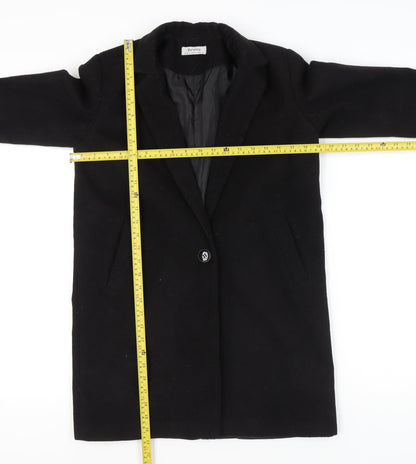 Womens UK Size 12 Bershka Black Overcoat