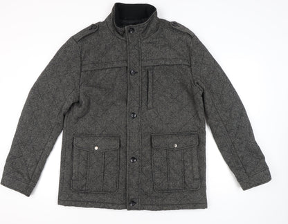 George Men's Grey Quilted Wool Blend Jacket XL 45"-47" Casual Workwear