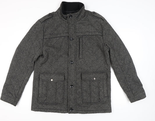 George Men's Grey Quilted Wool Blend Jacket XL 45"-47" Casual Workwear