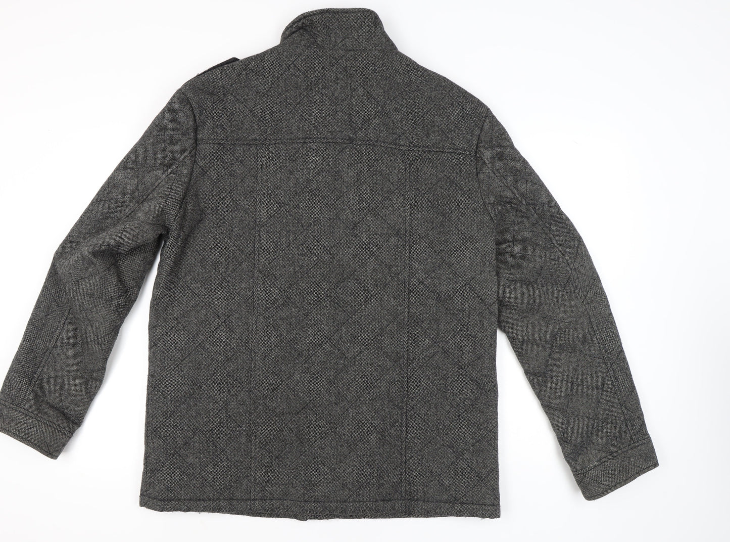 George Men's Grey Quilted Wool Blend Jacket XL 45"-47" Casual Workwear