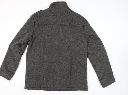 George Men's Grey Quilted Wool Blend Jacket XL 45"-47" Casual Workwear