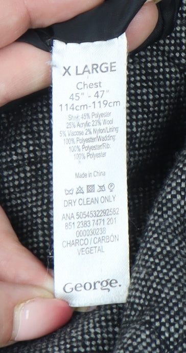 George Men's Grey Quilted Wool Blend Jacket XL 45"-47" Casual Workwear