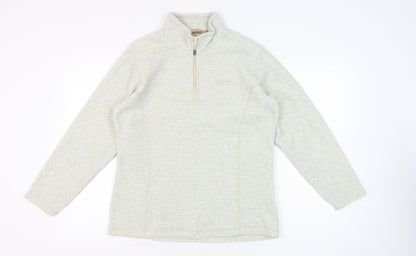 Regatta Women’s Beige Striped 1/4 Zip Fleece Sweatshirt UK 14