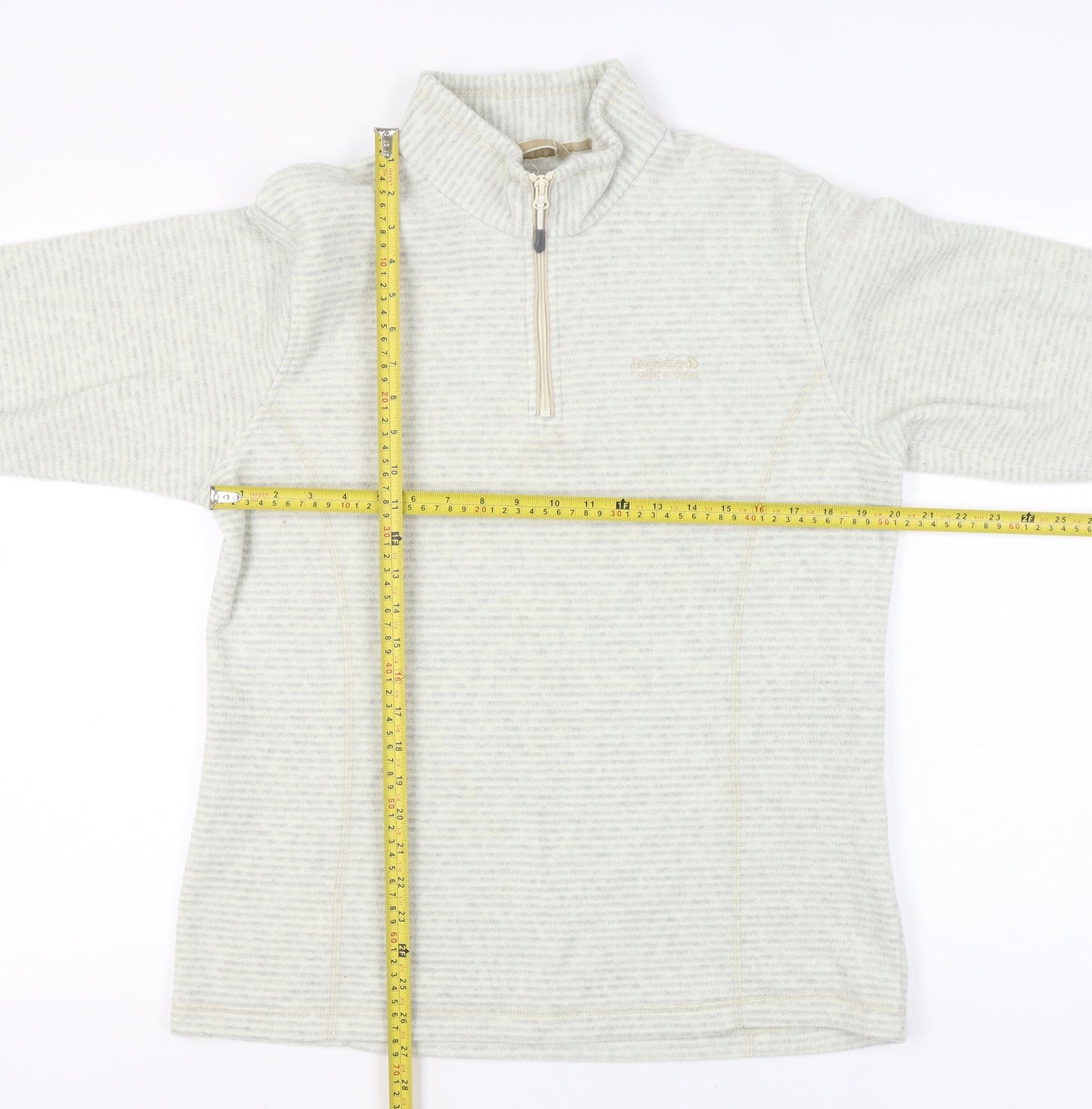 Regatta Women’s Beige Striped 1/4 Zip Fleece Sweatshirt UK 14