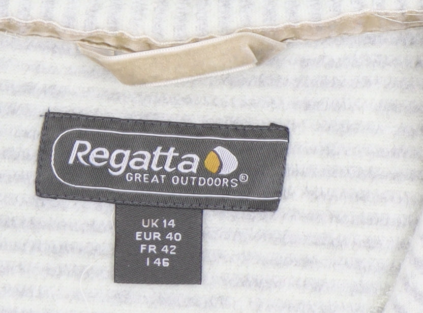 Regatta Women’s Beige Striped 1/4 Zip Fleece Sweatshirt UK 14