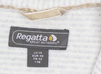 Regatta Women’s Beige Striped 1/4 Zip Fleece Sweatshirt UK 14