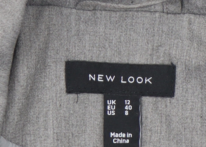 New Look Women Grey Size 12 Regular Fit Single Breasted Blazer