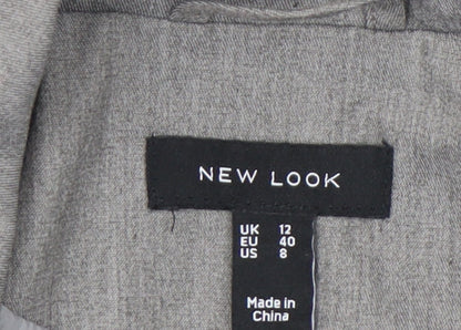 New Look Women Grey Size 12 Regular Fit Single Breasted Blazer