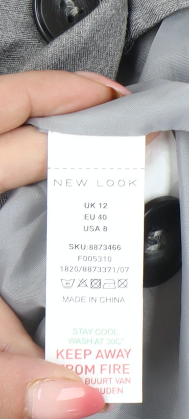 New Look Women Grey Size 12 Regular Fit Single Breasted Blazer