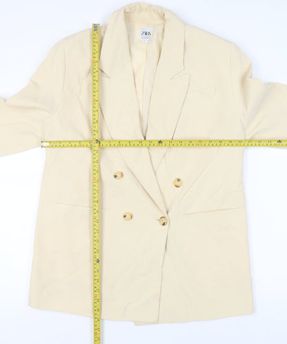 Zara Women Beige Double Breasted Blazer Jacket Size 12