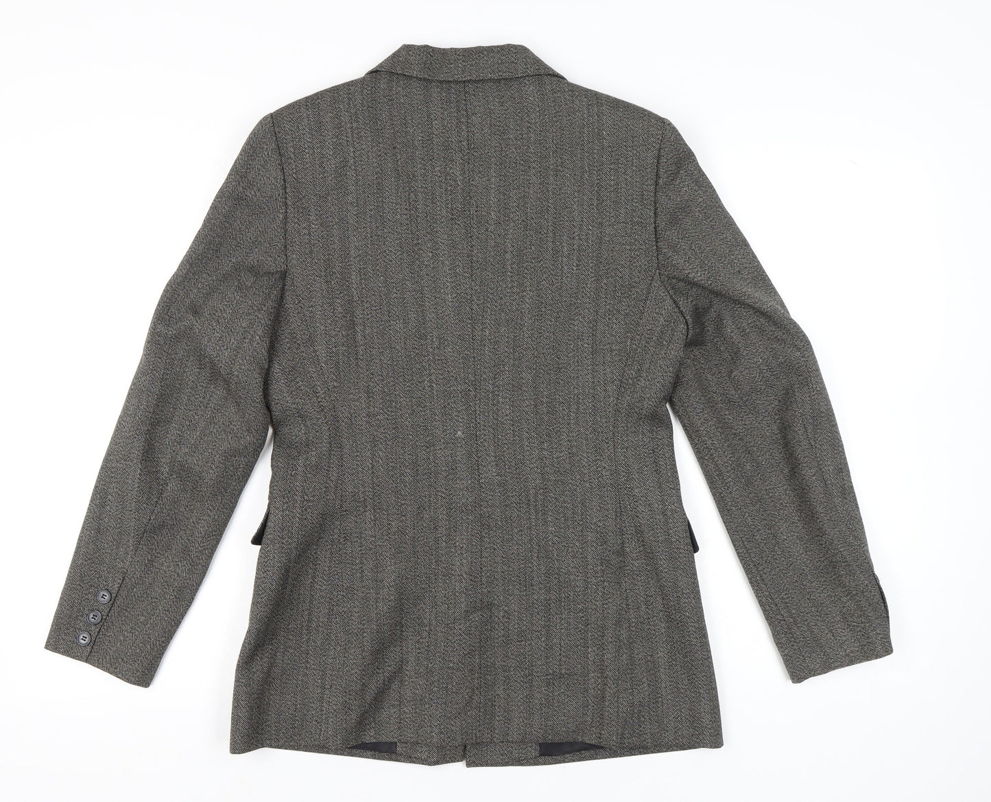 Select Women Grey Herringbone Suit Jacket Size 12 Tailored Blazer