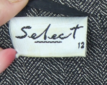 Select Women Grey Herringbone Suit Jacket Size 12 Tailored Blazer