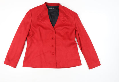 Jacques Vert Women’s Red Size 16 Shawl Collar Suit Jacket