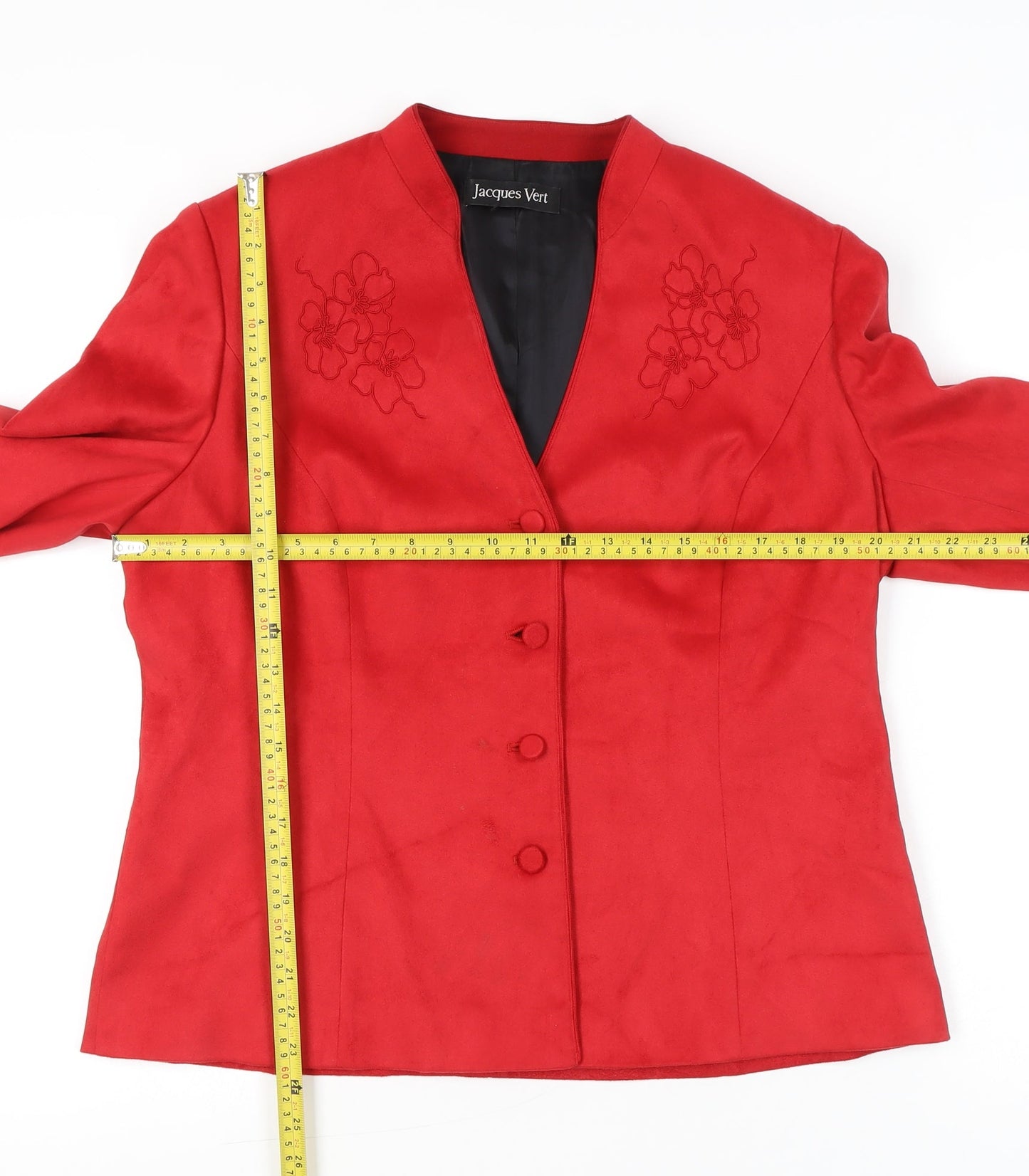 Jacques Vert Women’s Red Size 16 Shawl Collar Suit Jacket