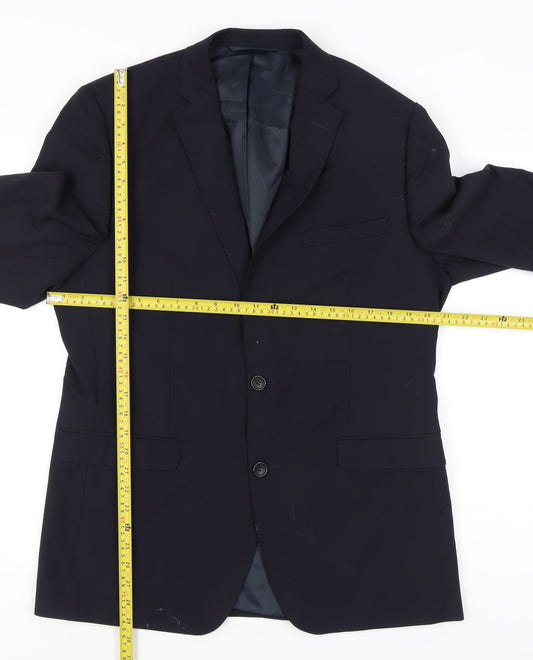 Moss 1851 Men's Blue 42R Tailored Fit Wool Blend Blazer Jacket