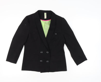 Denim Co Women Black Size 8 Double-Breasted Blazer Jacket
