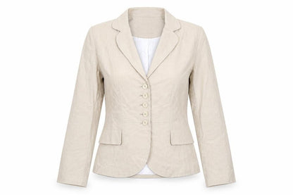 Marks and Spencer Women’s Beige Linen Blend Tailored Suit Jacket Size 10