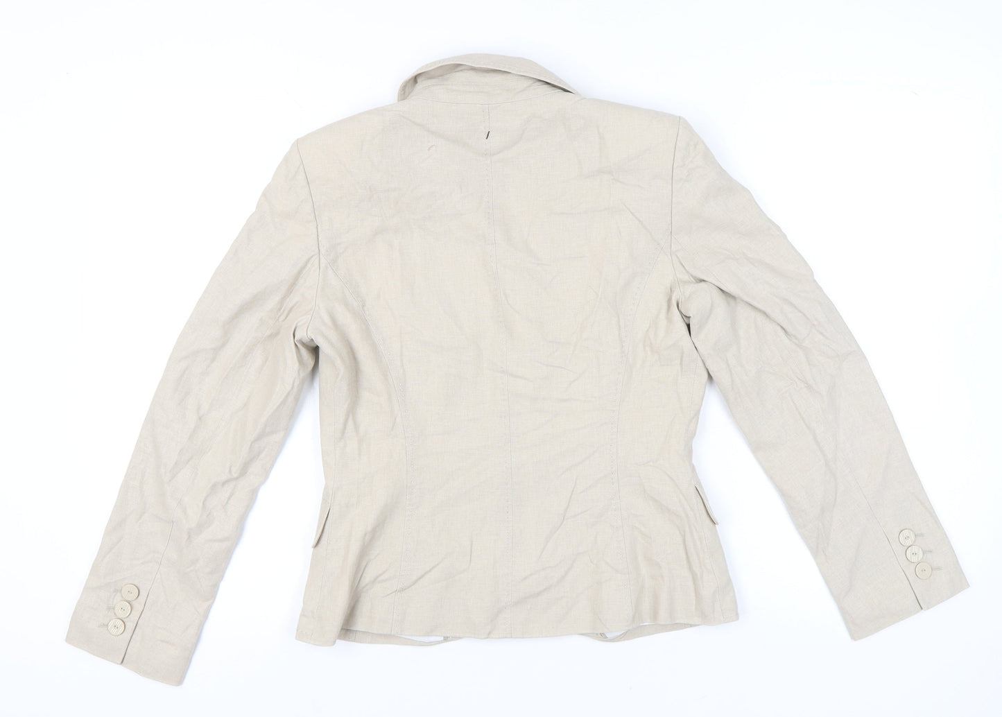 Marks and Spencer Women’s Beige Linen Blend Tailored Suit Jacket Size 10
